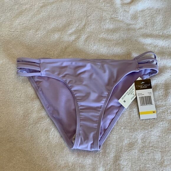 California waves lilac strappy side hipster bikini bottoms Size M NWT - Picture 1 of 5
